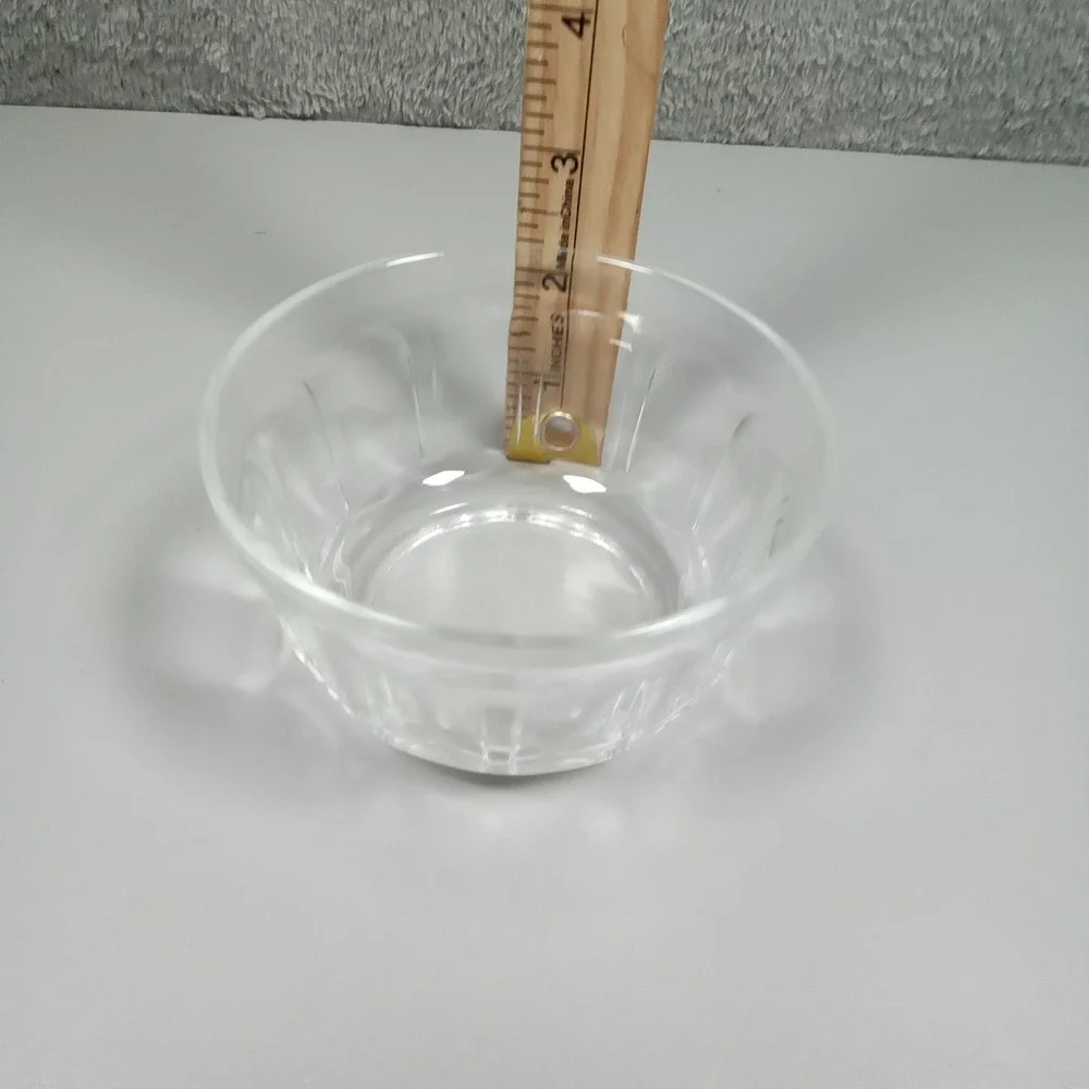 Vintage‎ Fire-King Clear Glass Ribbed Custard Cup Ramekin Prep Bowl 3.75 Inch